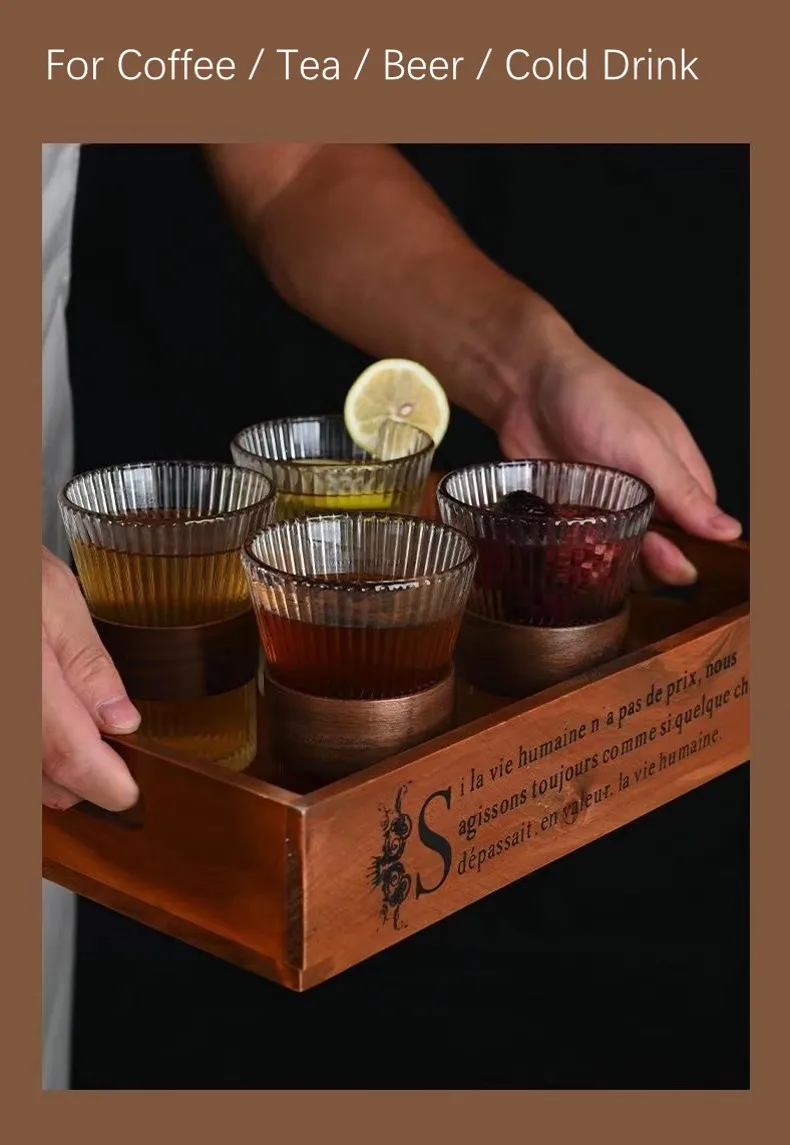 Custom Made Transparent Glass Cup For Beer Coffee Organ Shaped Juice Cold Drink Cups with Anti-scald Sleeve Water Bottle