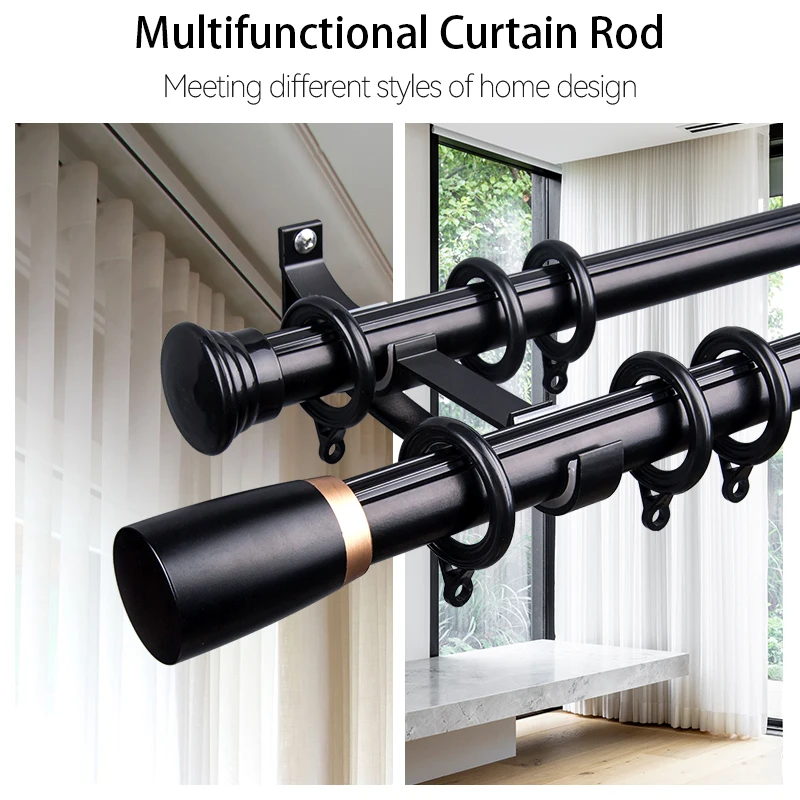 IKSUN Curtain Rod Set Simple Style European Style Aluminium Curtain Track Roman Shade Rail Rome Pole for Modern Home Decoration
