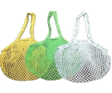 Low MOQ 2024 Eco Friendly Washable Foldable Fruit Reusable Cotton Mesh Grocery netting bag for Vegetables cheap OEM