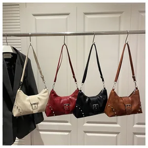 Rivet Tote Bag for Women 2026 New Vintage Style Large Capacity Handbag Shoulder and Crossbody Bag Versatile