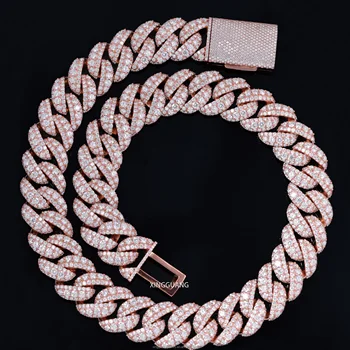 Hot Selling HipHop Jewelry 20MM 22MM Iced Out Moissanite Raised Chain S925 18K Gold Plated VVS Diamond Cuban Link Chain Necklace