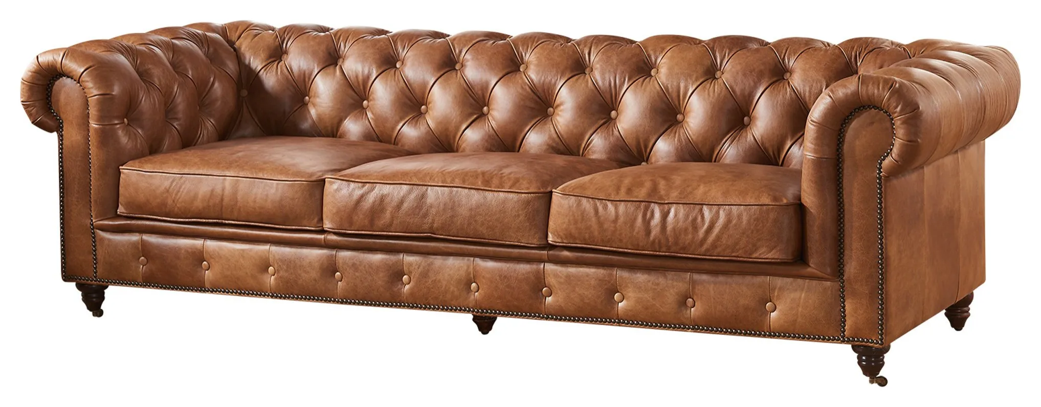 Traditional Vintage Chesterfield Tufted Couch Leather Chesterfield Sofa