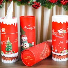 Eco-friendly custom Christmas design tissue paper Disposable Cylinder tissue box car Facial Tissues Quality Soft for car