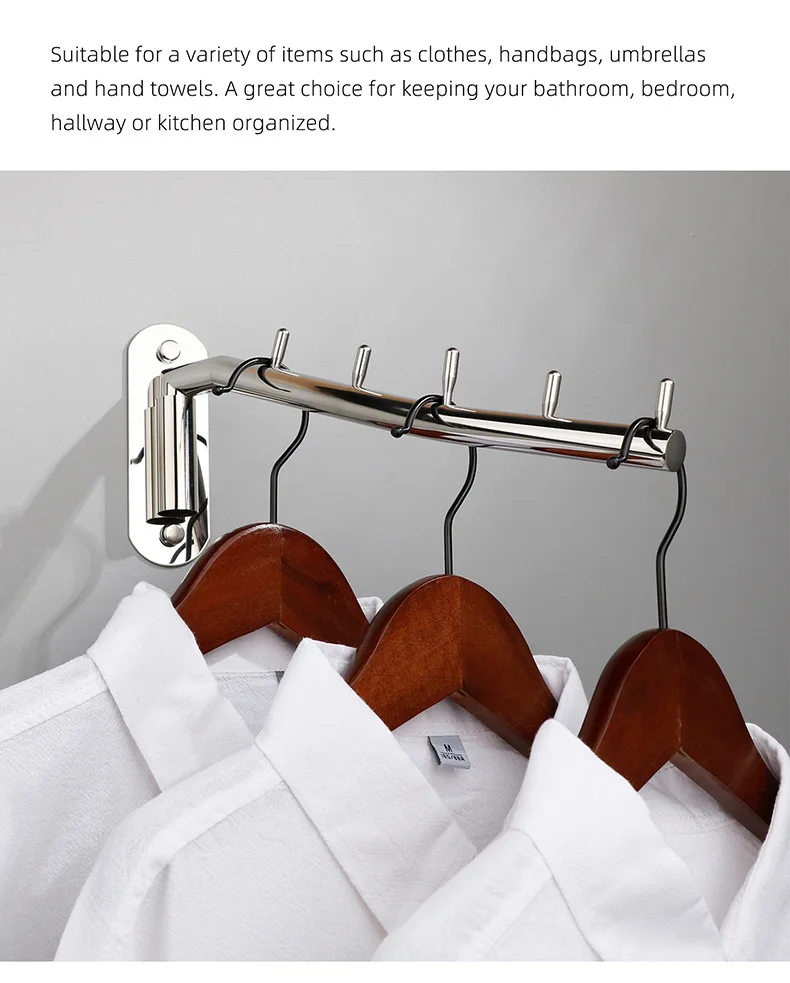 180 Degree Rotation Stainless Steel Wall Mounted Clothes Hanger