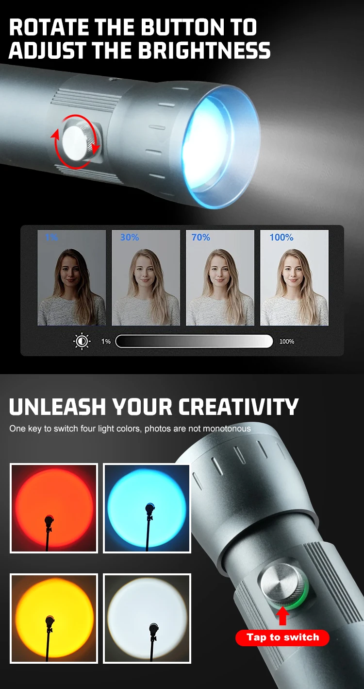 zsyb product 10w mini aluminum alloy contrast lighting 7800mah gobos light patterns photography ambient fill light-10