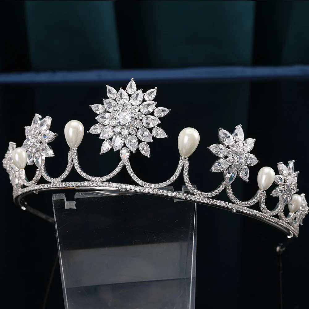 Женский обруч для волос с фианитами свадебное украшение искусственным жемчугом аксессуар