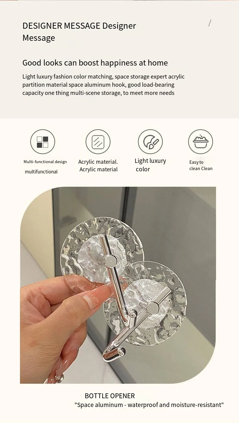 Kitchen hook adhesive strong perforation-free hook behind door Creative bathroom wall bearing coat and hat hook no trace manufacture