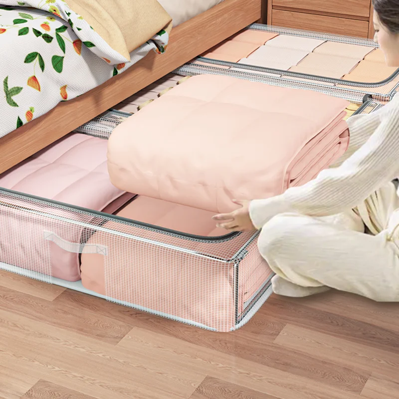 Transparent Foldable Clothing Organizer with Large Capacity Waterproof Design Space-Saving Storage Box for Under Bed Use