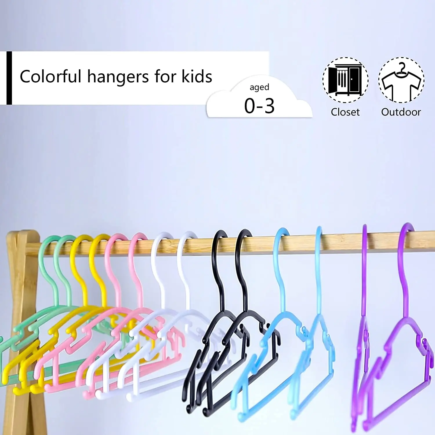 Multi-functional Baby Coat Hangers Plastic Small Toddler Infant Children  Tubular Hangers Colorful Clothes Hanger Space Saving