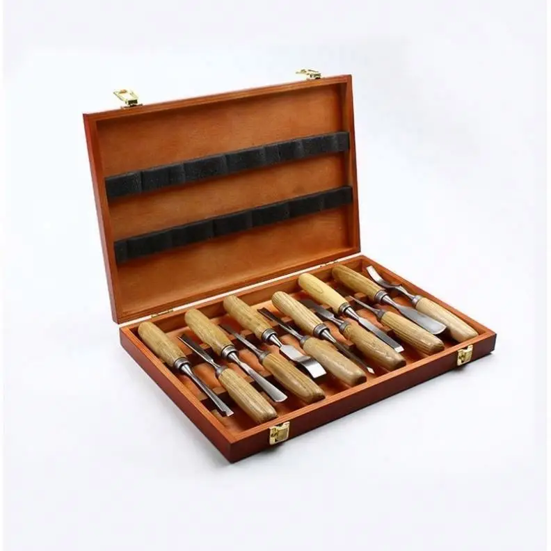 TEBAK HOT SEAL 12pcs Woodworking Tools Chisel Set Wood Chisel Tool Set Turning Tools Lathe Carving Hand Chisel with Storage Case