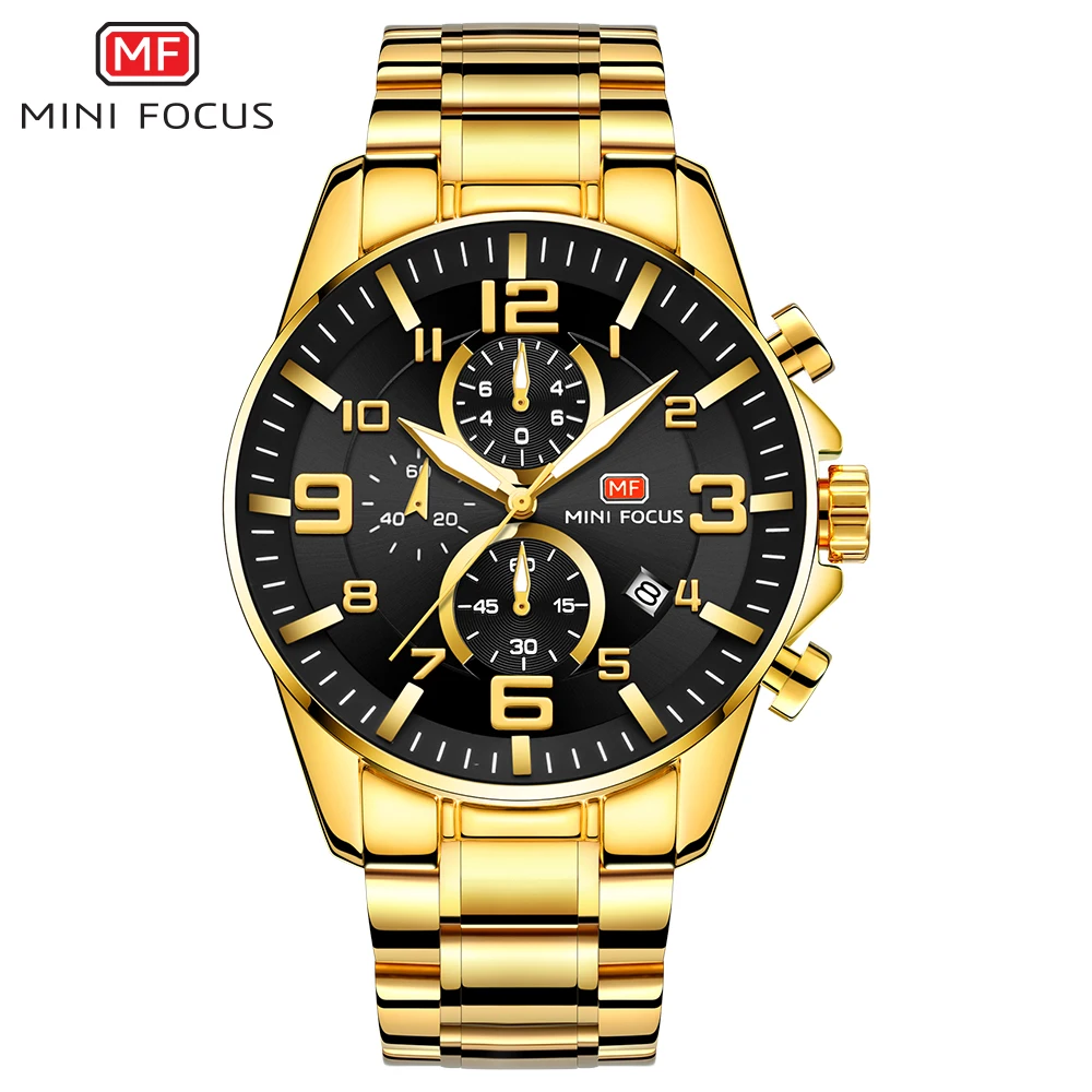 MINI FOCUS Superior Quartz Watches for Men Design Luxury Waterproof Factory  WristWatch Stainless Steel Band MF0278G