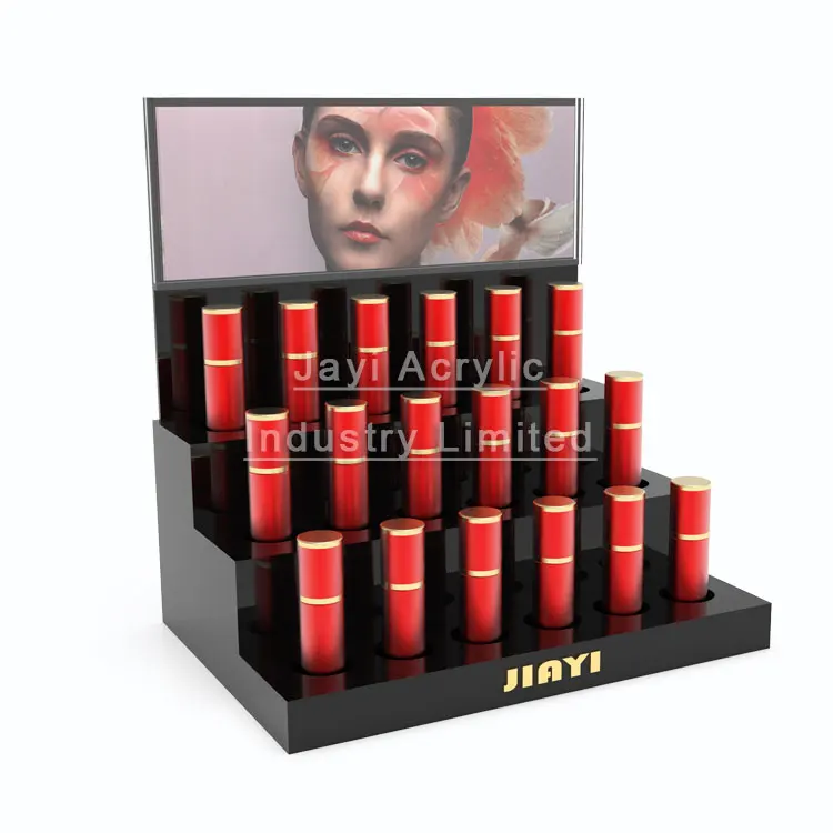 JAYI Custom Acrylic Lipgloss Display Stand Counter Lipstick Display Cosmetic Lip Gloss Rack