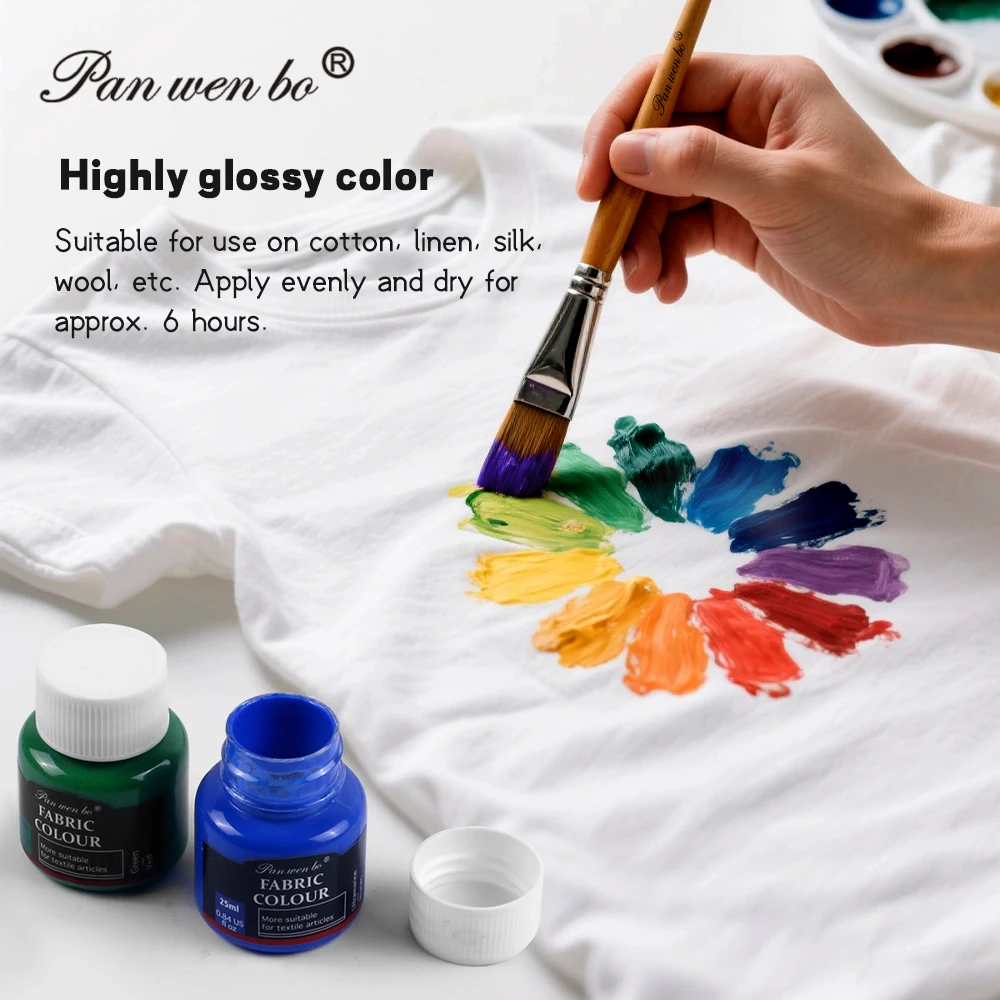 Professional 12 Colors 25ml Textile Fabric Paint Nox-toxic Pigment Color Acrylic Fabric Color Paint Acrylic Pigment for Fabric