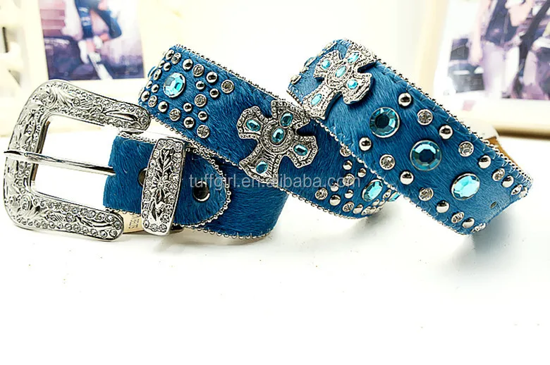 Bling Bling Royal Blue Diamond Belts Western Fashion Designer