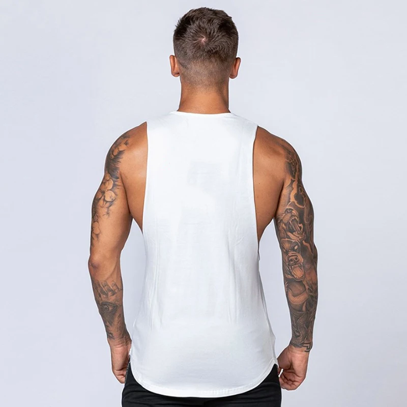 Custom Logo 100% Cotton Mens Muscle Athletic Shirts Sleeveless Wear ...