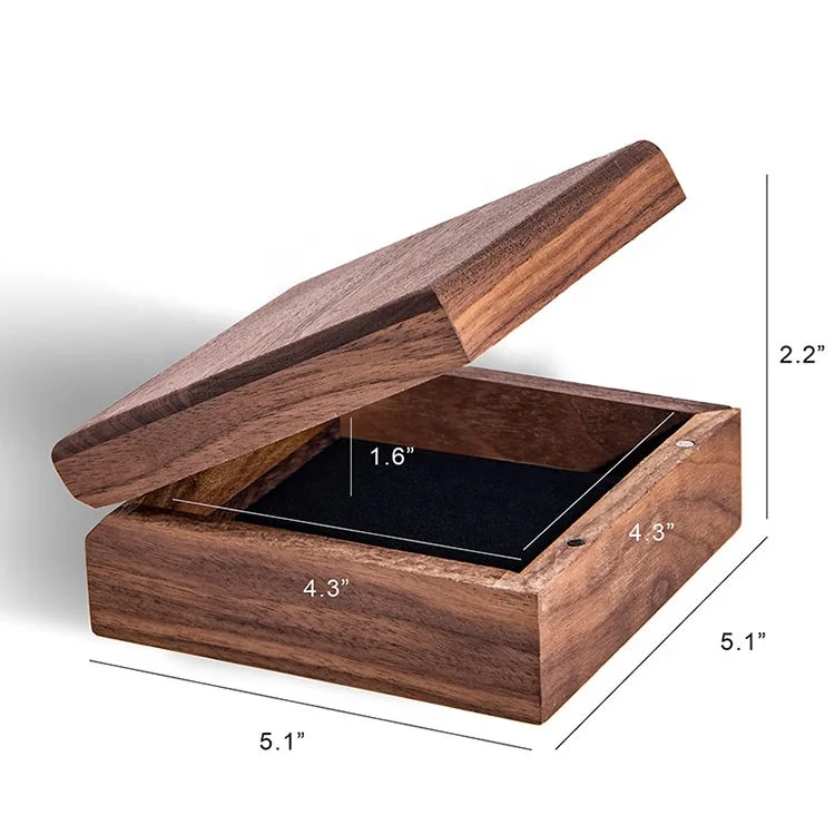 Walnut Wooden Box with Hinged Lid Eco-Friendly Customizable Storage for Art & Collectibles