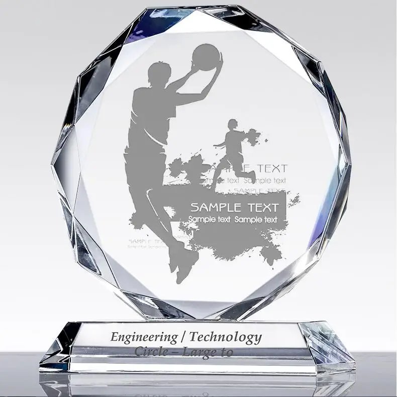 New Design Cheapest Octagon Diamond Shape Glass Crystal Award for Authorization Medal