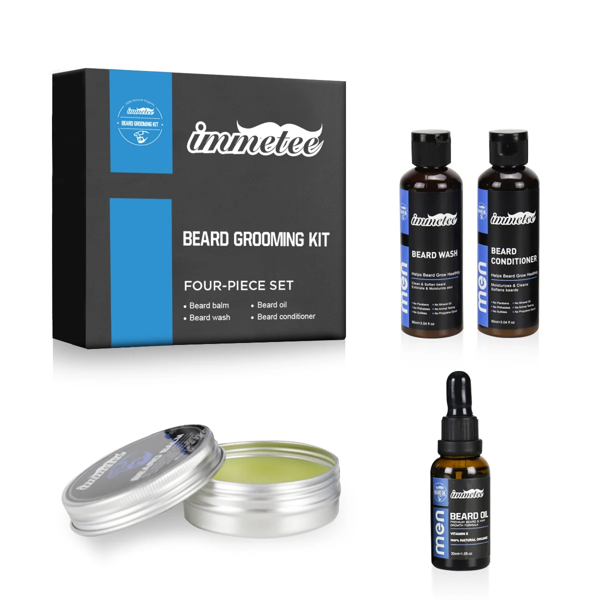 Premium Black Beard-Oil Grooming Kit Men S Beard Trimmer Buddy 5 Piece Grooming Kit