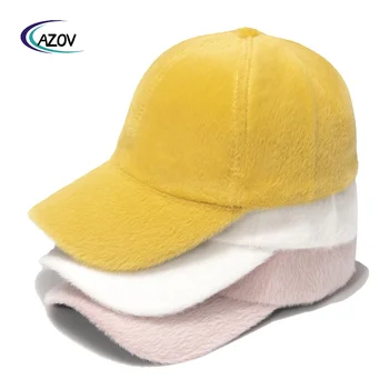 Autumn  Winter Baseball Cap Women's Outdoor Travel Warm Peaked Cap Suede   Imitation Mink Solid Color Hat All-Matching