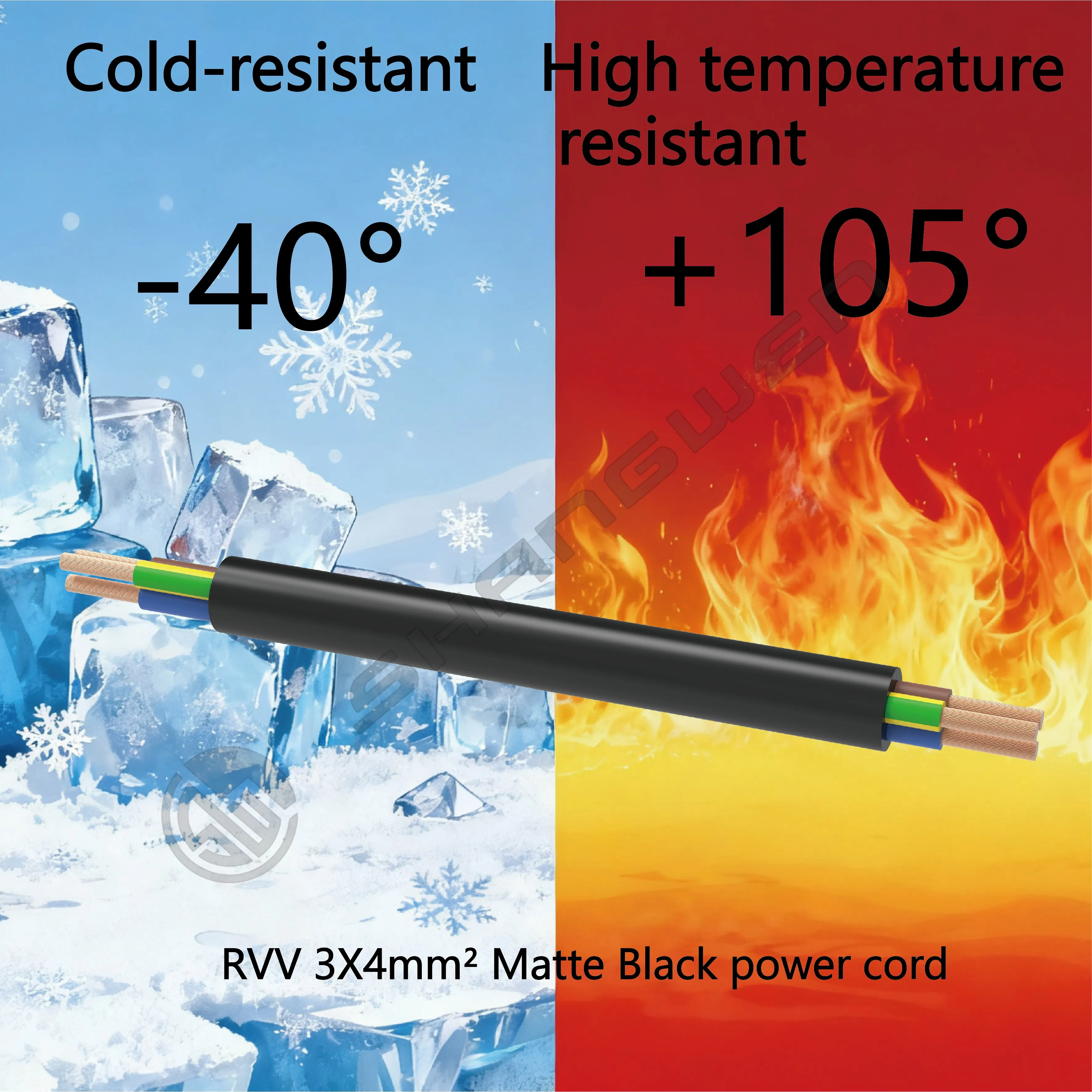 3*4mm² 300/500V Power Cord CE CCC VDE 3 Core PVC Insulation and Bare Copper H05RR-F RVV Power Cord