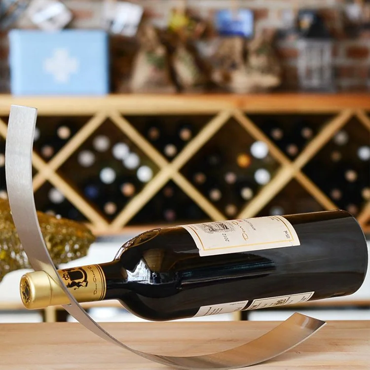 Stainless Steel Wine Bottle Holder Countertop Metal Wine Rack Nordic Style Creative Wine Display Rack for Home Decor