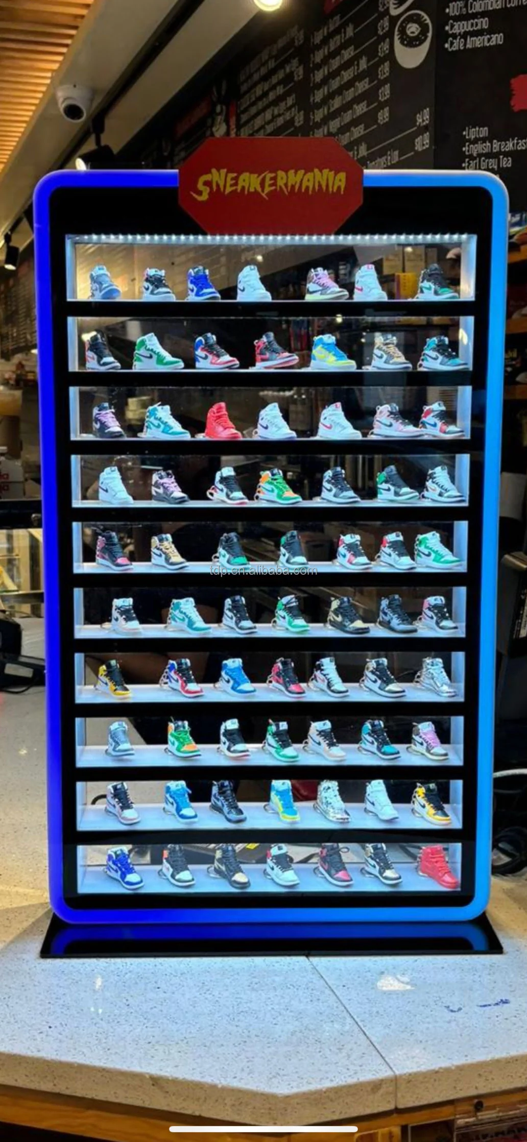 Mutipul 10 Shelves LED Acrylic Stand Lockable POP Display Retail Shop Display Stand with LED Light