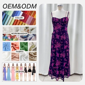 Chinese Manufacturers Clothing New Selling Fashion Lace Long Flower Slim-fit Bag Hip Skirt Printed Thin Strap Dress Women