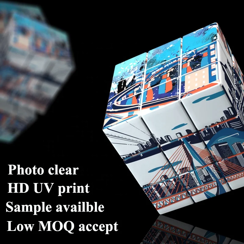 Custom Logo 3x3 Magic Cube Mini UV Print Puzzle Toy DIY 3D for Promotion Marketing Gift Set Items