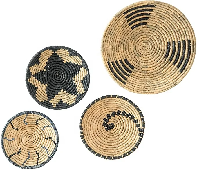Source Natural Seagrass Woven Wall Basket Set of Oversized Hanging Flat  Baskets Round Boho Jute Wall Basket Decor For Unique Wall Art on 