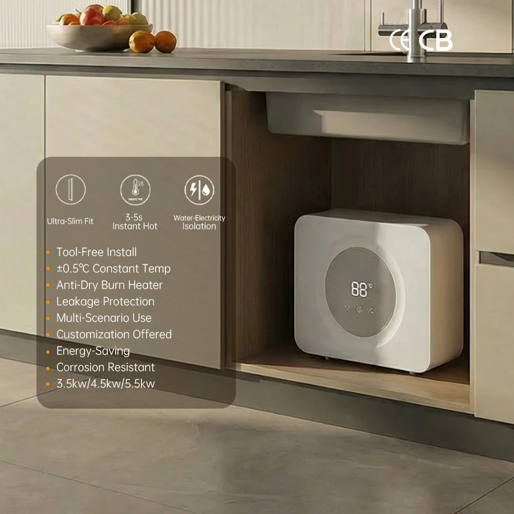 3,5 kW/4,5 kW/5,5 kW Aqua Calida Electrica Domestica ad Balneum cum Temperatura Constanti Intelligente et Capsa Plastica et Operatione Anglica