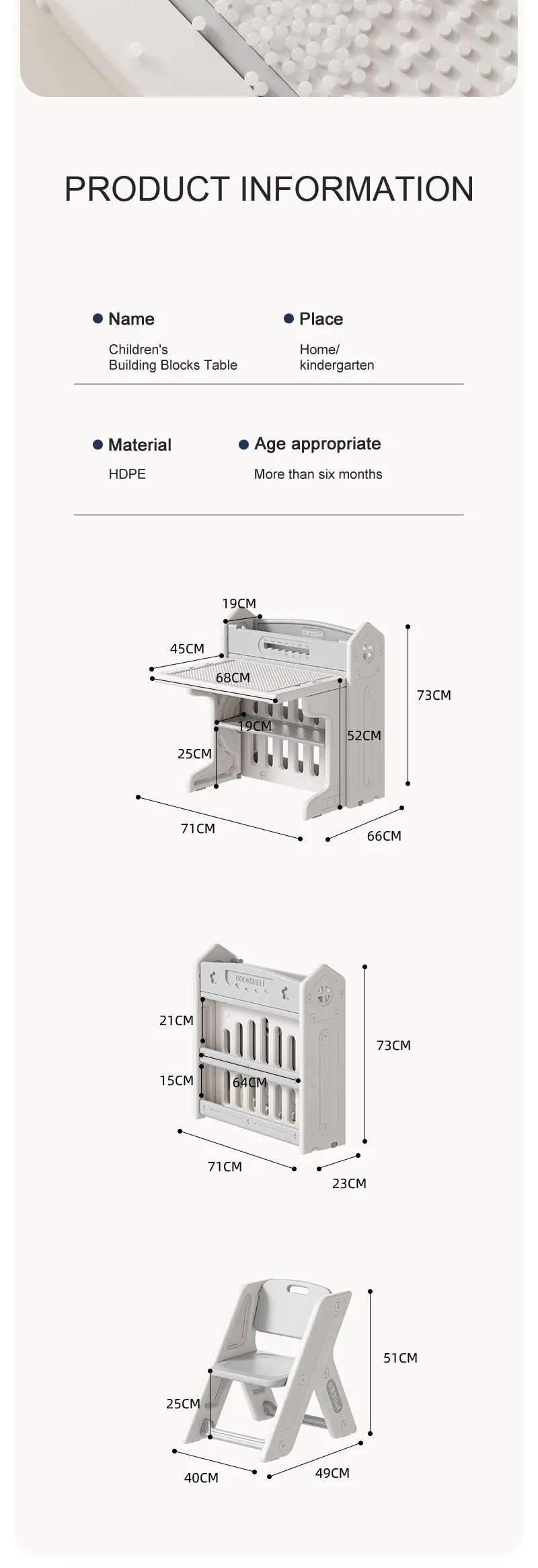 Feelkids Multi Building Blocks Table Children Plastic Reading Study Desk Baby Dining Learning Kids Play Table and Chairs  Set details