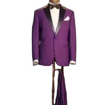 MTM Hot selling purple tuxedo men suit for party, bespoke half canvas elegant suit for men wedding