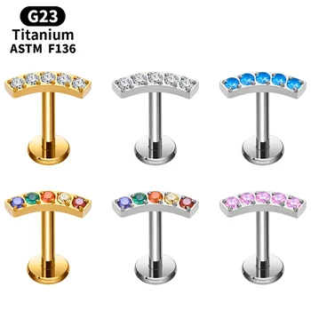 G23 Titanium Ear Cartilage Piercing 16G Stud Earrings Zircon Cartilage Tragus Conch Labret Lip Waterproof Piercing Jewelry