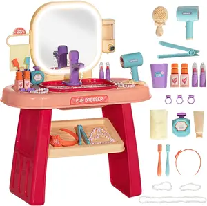 EPT Pretend Play Preschool Kids Makeup Kit Beauty Fashion Toys Dressing Mirrors Modern Dressing Table Children Toys