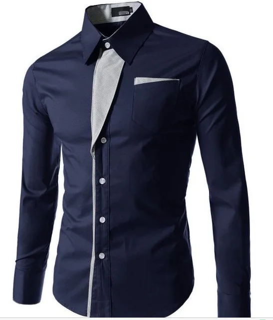 New Fashion Men's Satin Blouse Spring Autumn Long Sleeve Business Tops Solid Contrast Color Button Lapel Casual Shirt Breathable