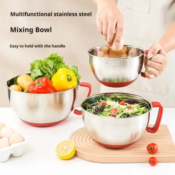 Custom Kitchen Stainless Steel Black 3-Piece Salad Mixing Bowls with Handles Eco-Friendly Polished Finish for Design
