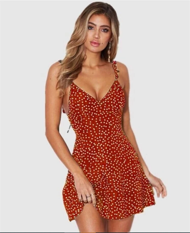 Fashion Sleeveless Polka Dot Dress 