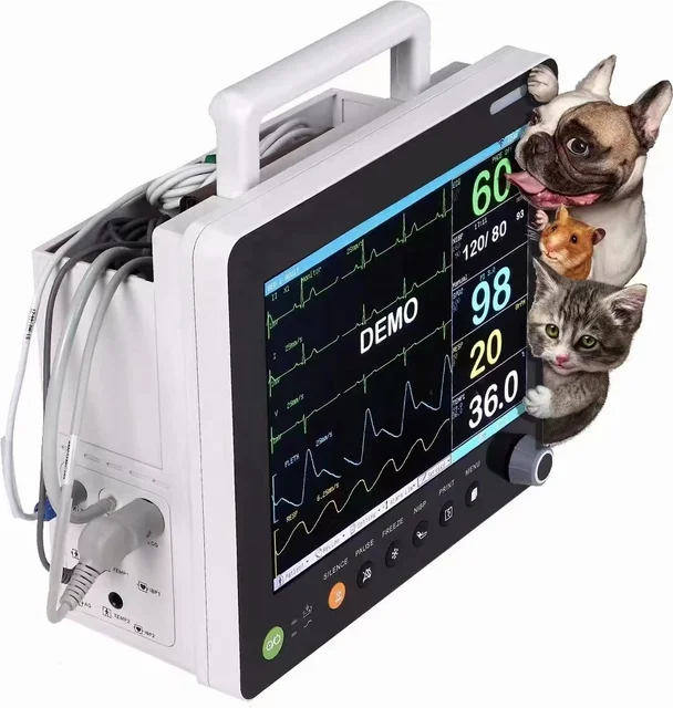 Animal Clinic Multiparameter Monitor with Optional Functions Patient Monitor for Vet 15 Inch Patient Monitor