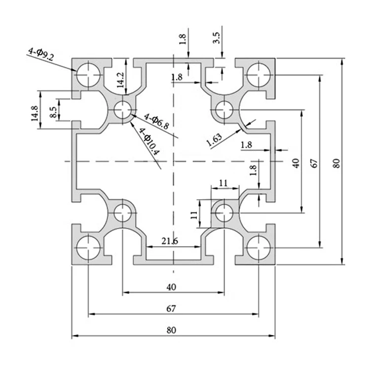 product 8080 t slot  black automation equipment rackaluminium profile extrusion aluminium profile industria profile for workbench289-3