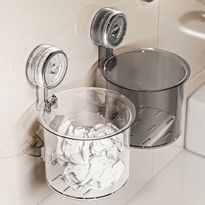 Simple Style Plastic Round Storage Facial Cleansing Box with Practical Design for Bathroom