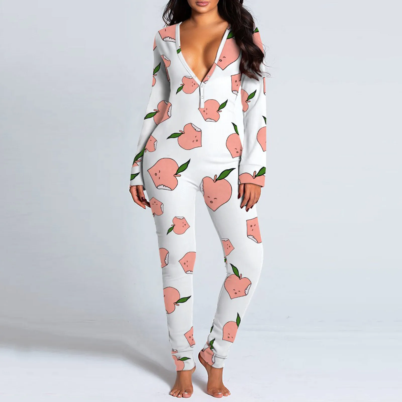 valentines Women Sexy Deep V Neck Long Sleeve One Piece Bodysuit Sexy butt  flap Pajamas Onesie Bodycon Rompers Overall| Alibaba.com