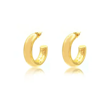 Women Earrings Wholesale 18K Plated Gold Round Hoops Earrings Huggies