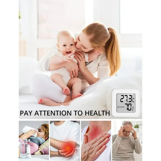 Humidity Monitor Mini Thermo-Hygrometer IndoorThermometer Hygrometer with LCD Screen