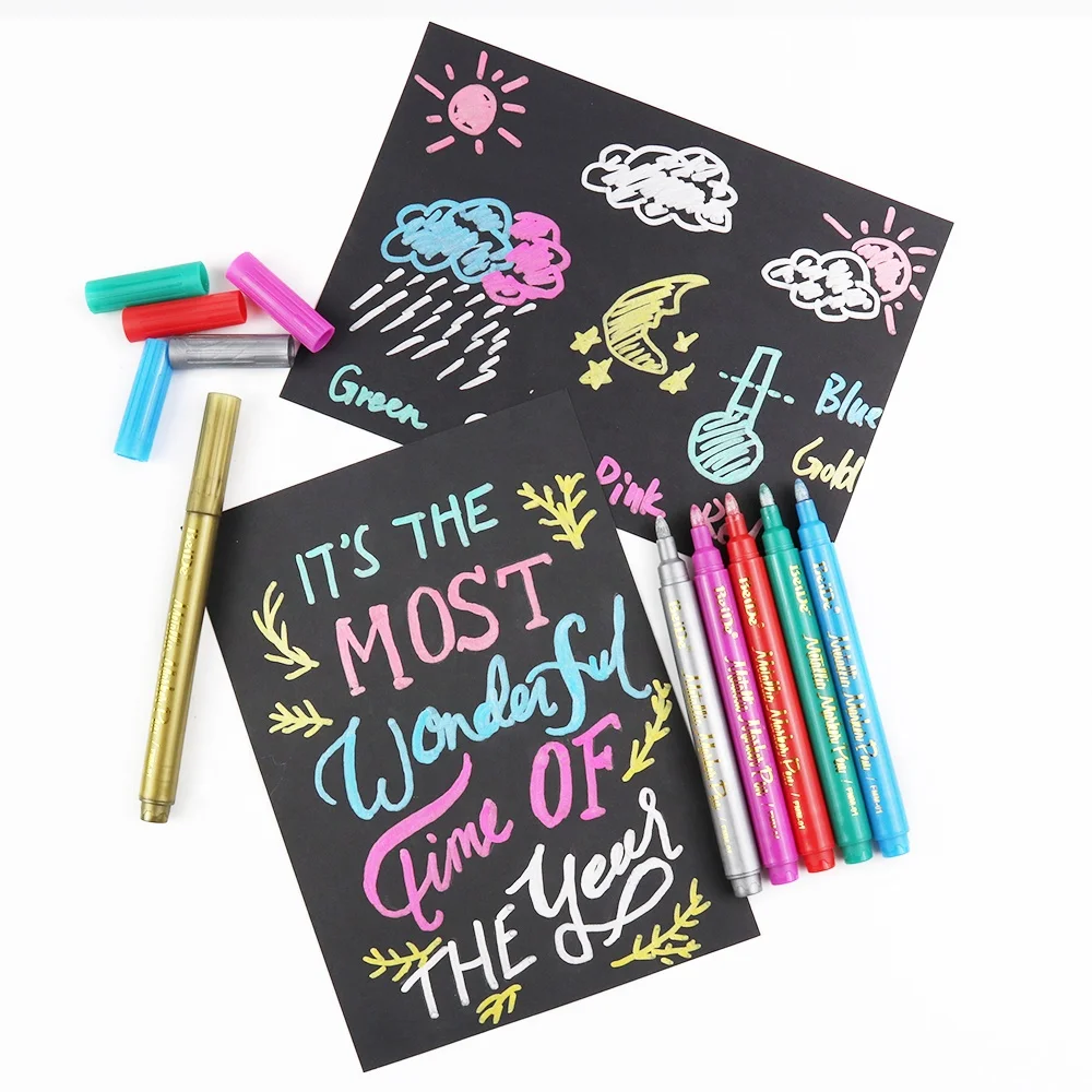 Paint Marker Pens Medium Point Metallic Markers For Rock Painting,Black Paper,Metal,Ceramics