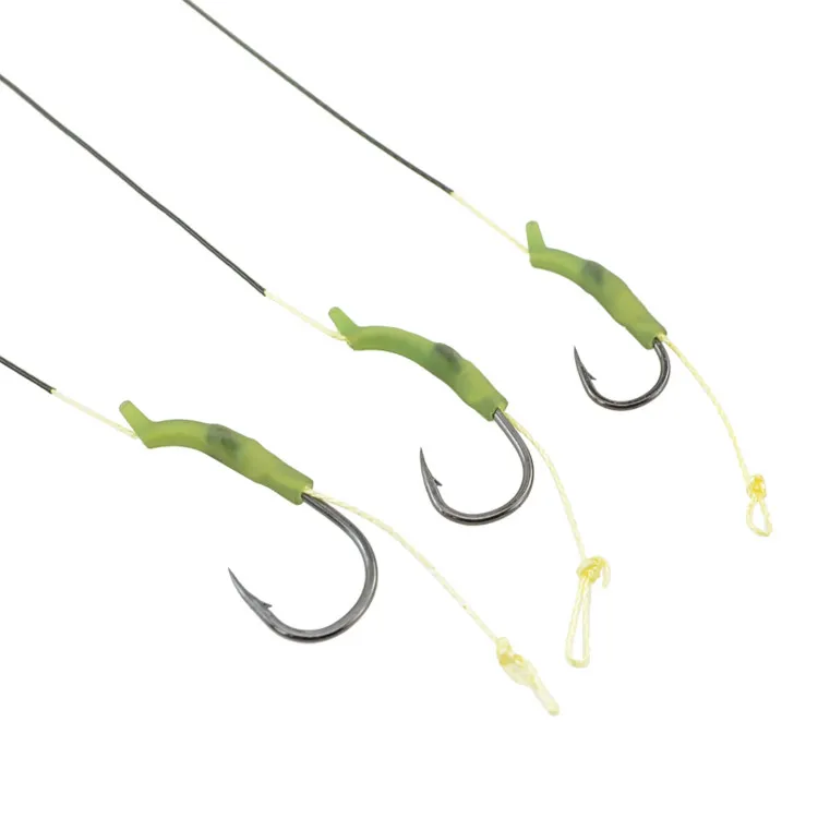carp fishing hook links Carp Fishing Hook Link with Coated Line Ready Made Fishing Hair Rigs with  Barbed Hook and Boilie Stoppers| Alibaba.com