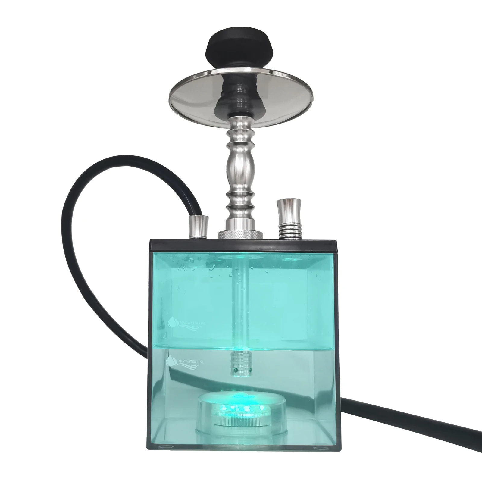 Cheap Wholesale Custom Hookah Cube Model Made Of Acrylic Hookah With Multicolor Led