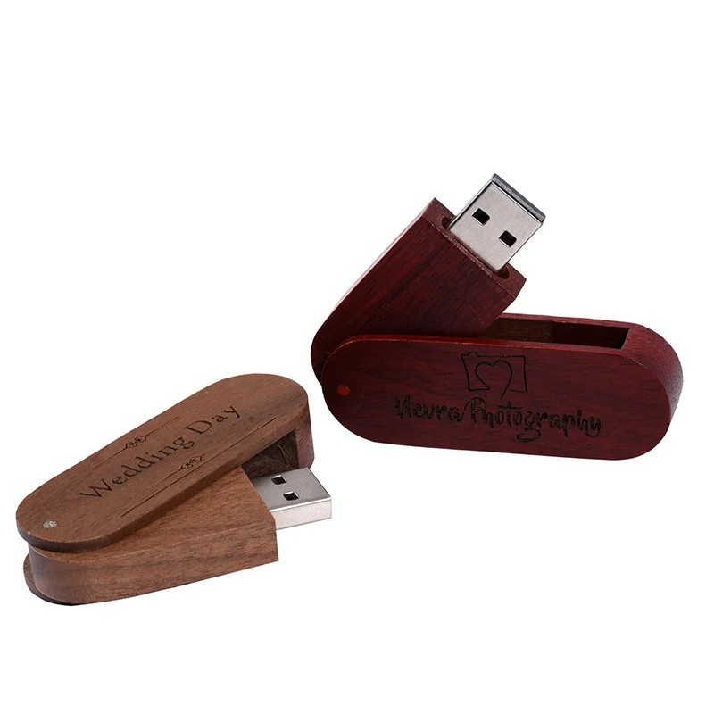 Swivel Wooden Box USB Flash Drive Twist Pen Drive With Custom Logo 4GB 8GB 16G 32GB 64GB Memory Stick U Dick Free Laser Personal