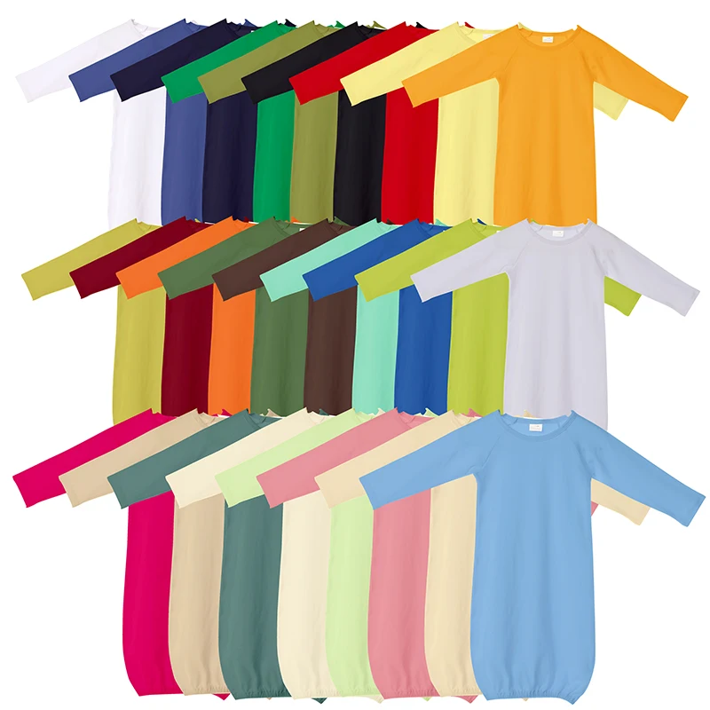 Оптовая продажа, детское вечернее платье с длинным рукавом, однотонная хлопковая детская одежда, детская одежда, одежда для сна