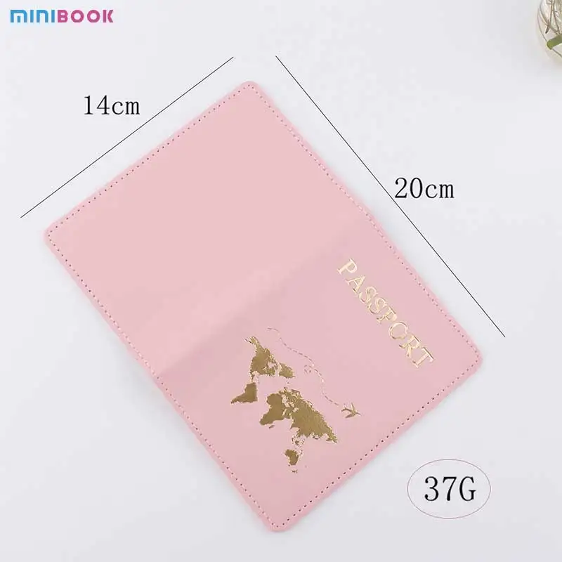 Leather Passport Cover Case Stamping Simple Plane Women Men Travel