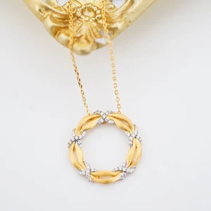 Design Sterling Silver Simple with Diamond Pendant Gold Plated 925 Silver Zircon Round Yellow Charm Pendants Custom Silver 50pcs